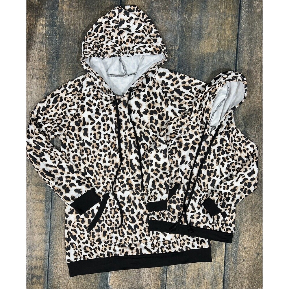 Shirley & Stone Mom (Med) & Me (5/6) Leopard Lightweight Hooded Sweatshirts!